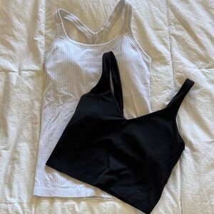 Lululemon White and Black Tank Top Set - Size 4